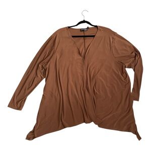Attitudes By Renee Brown Long Sleeve Tunic Womens 3X Relaxed Casual Top